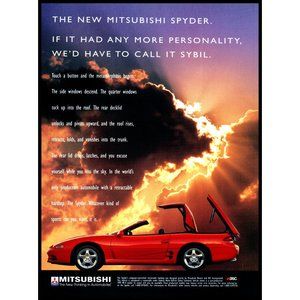1995 Mitsubishi 3000GT Spyder Convertible Vintage Print Ad Sports Car Wall Art